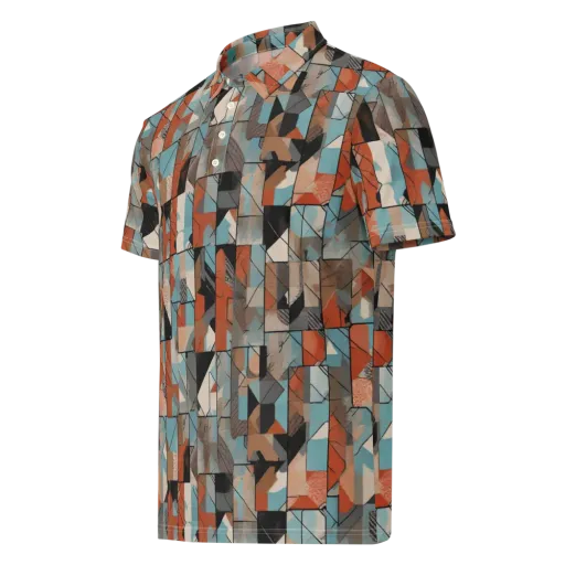 Copper Geometry on a Men's Slim Fit Polo Shirt