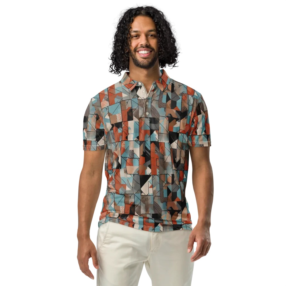 Copper Geometry on Men's Slim Fit Polo Shirt — Front