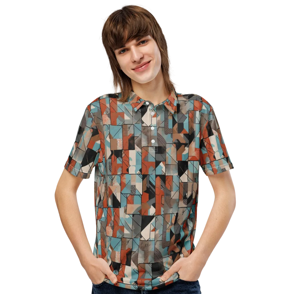 Copper Geometry on Men's Slim Fit Polo Shirt — Front