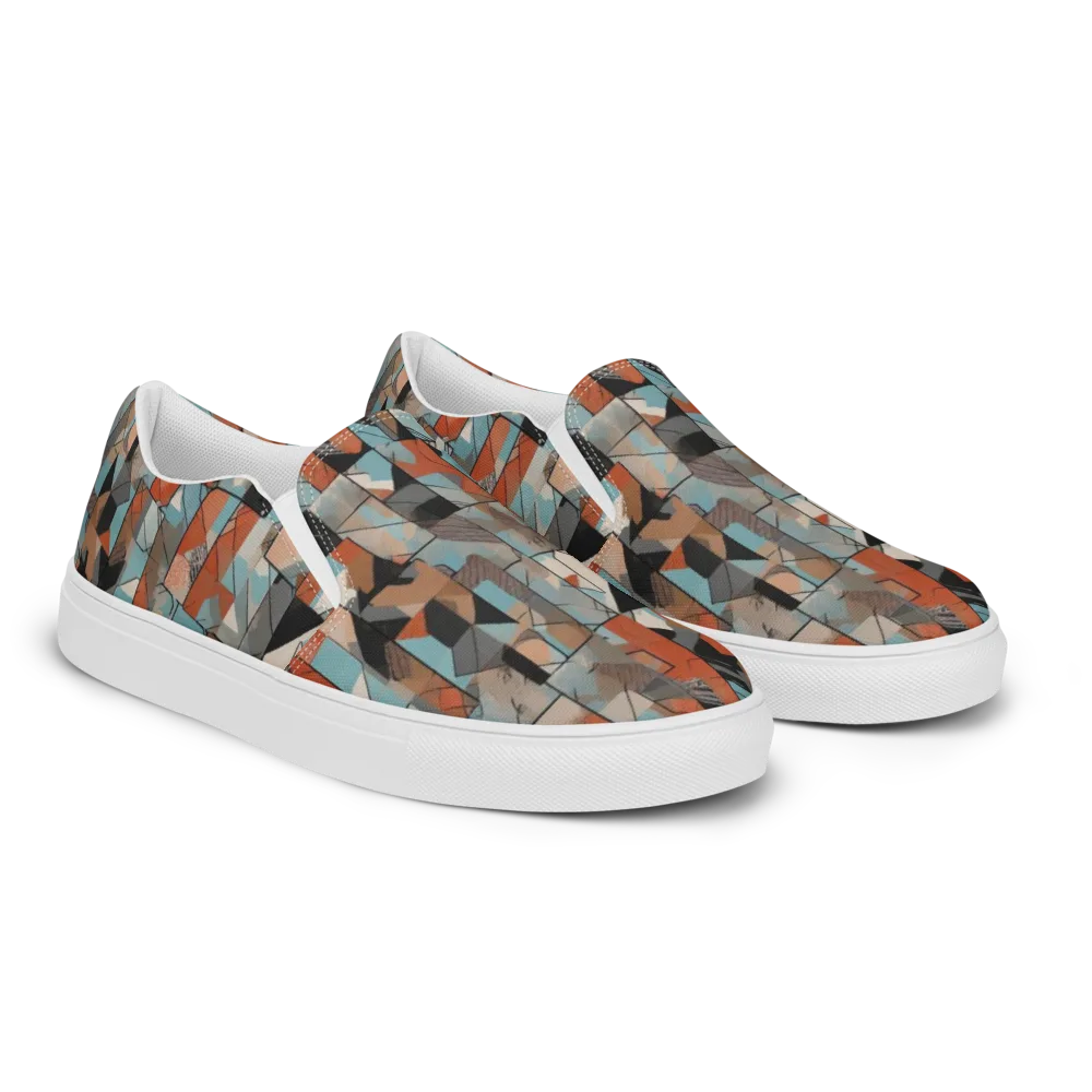 Copper Geometry on Men's Slip-On Canvas Shoes — Right Front