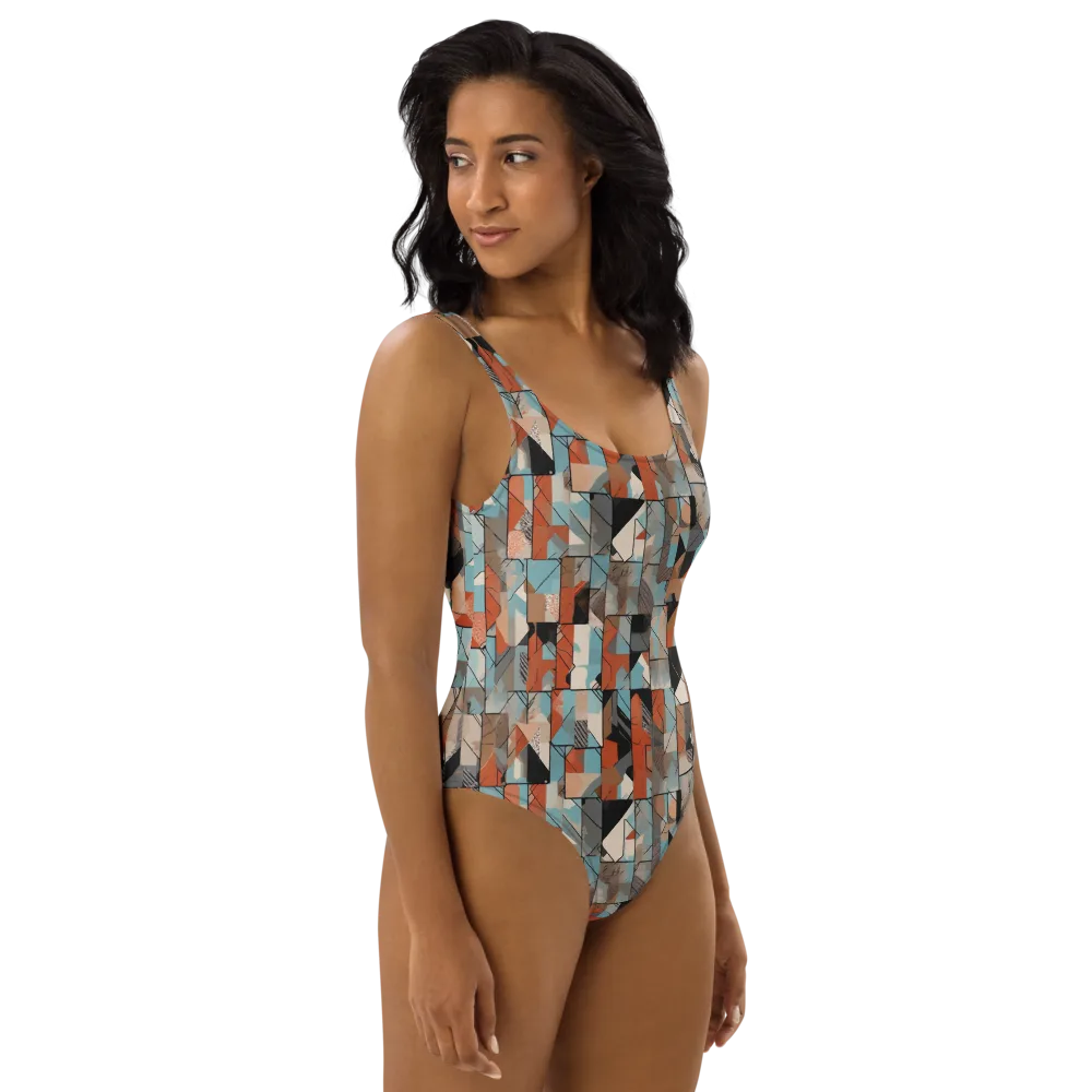 Copper Geometry on One-Piece Swimsuit — Right