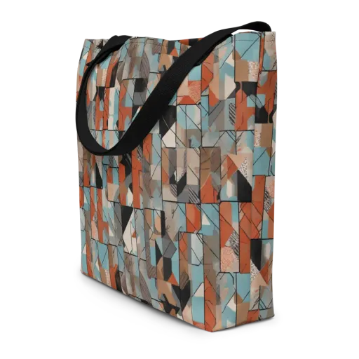 Copper Geometry on a Large Tote Bag W/ Pocket