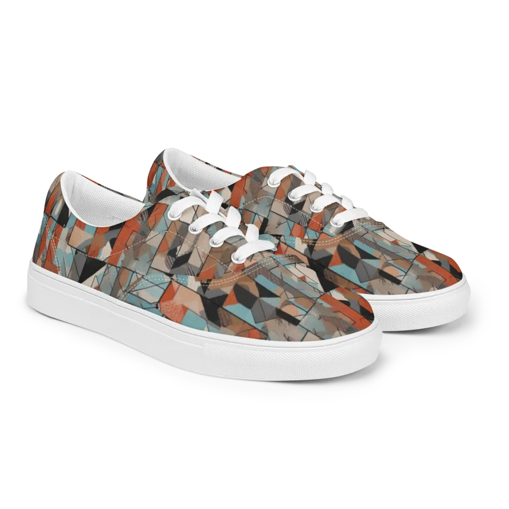 Copper Geometry on Men's Lace-Up Canvas Shoes — Right Front