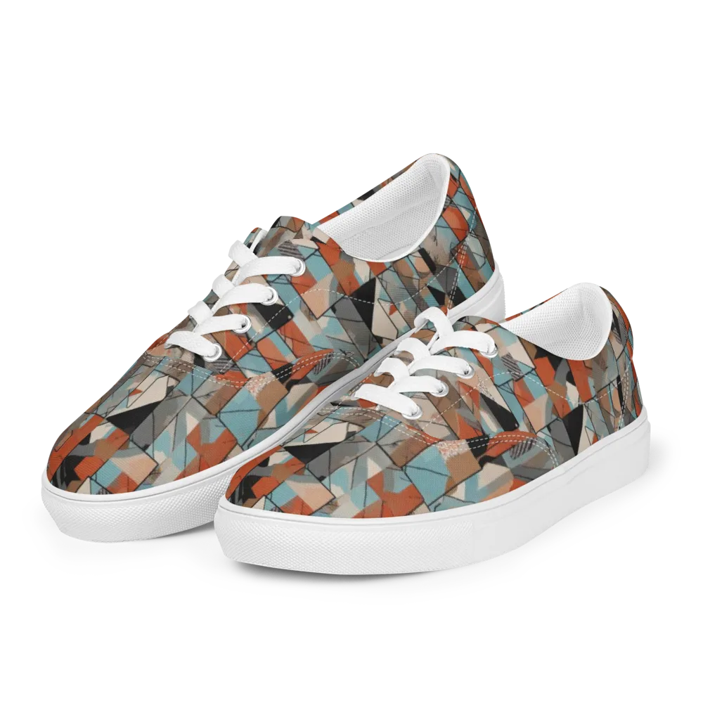 Copper Geometry on Men's Lace-Up Canvas Shoes — Left Front