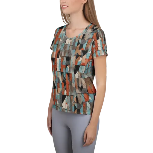 Copper Geometry on a Women's Athletic T-Shirt