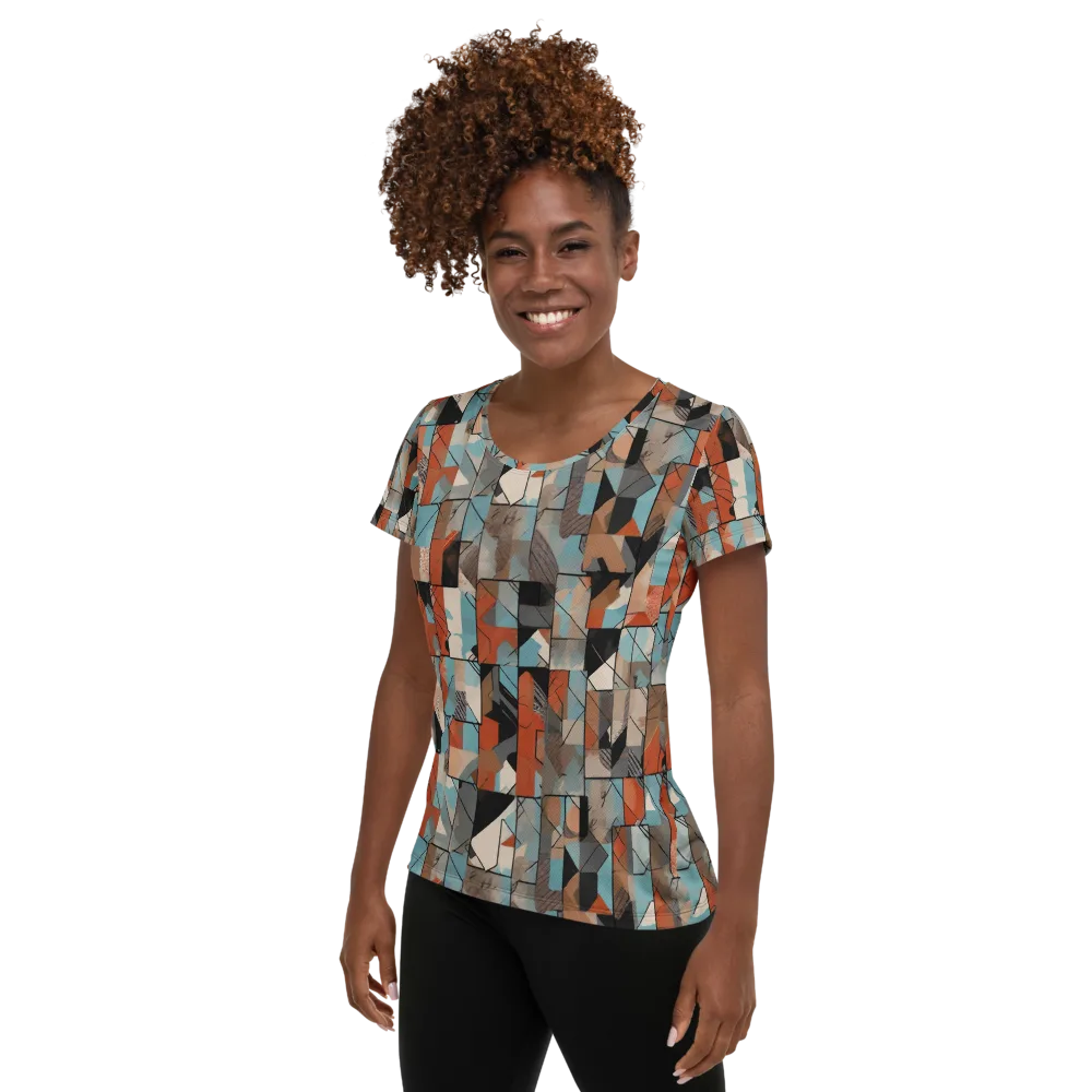 Copper Geometry on Women's Athletic T-Shirt — Left