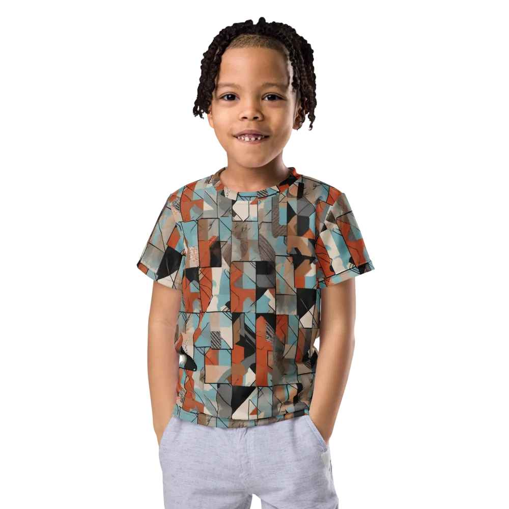 Copper Geometry on Kids Crew Neck T-Shirt — Front