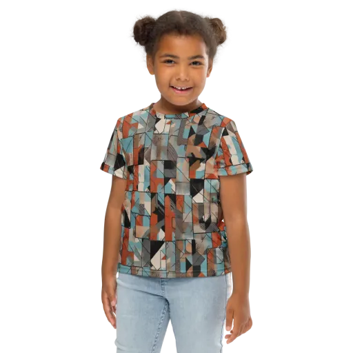 Copper Geometry on a Kids Crew Neck T-Shirt