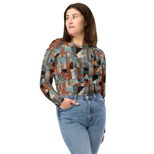 Copper Geometry on a Long Sleeve Crop Top