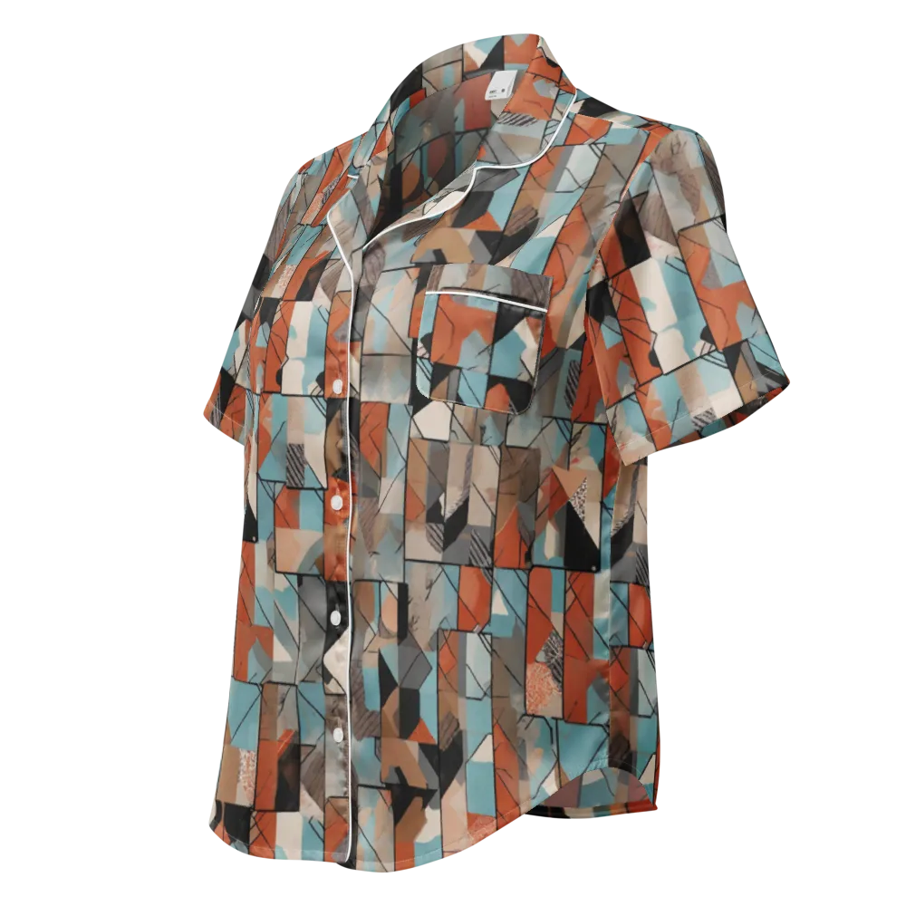 Copper Geometry on Women's Short Sleeve Pajama Top — Left Front
