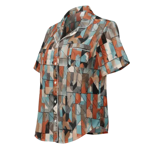 Copper Geometry on a Women's Short Sleeve Pajama Top