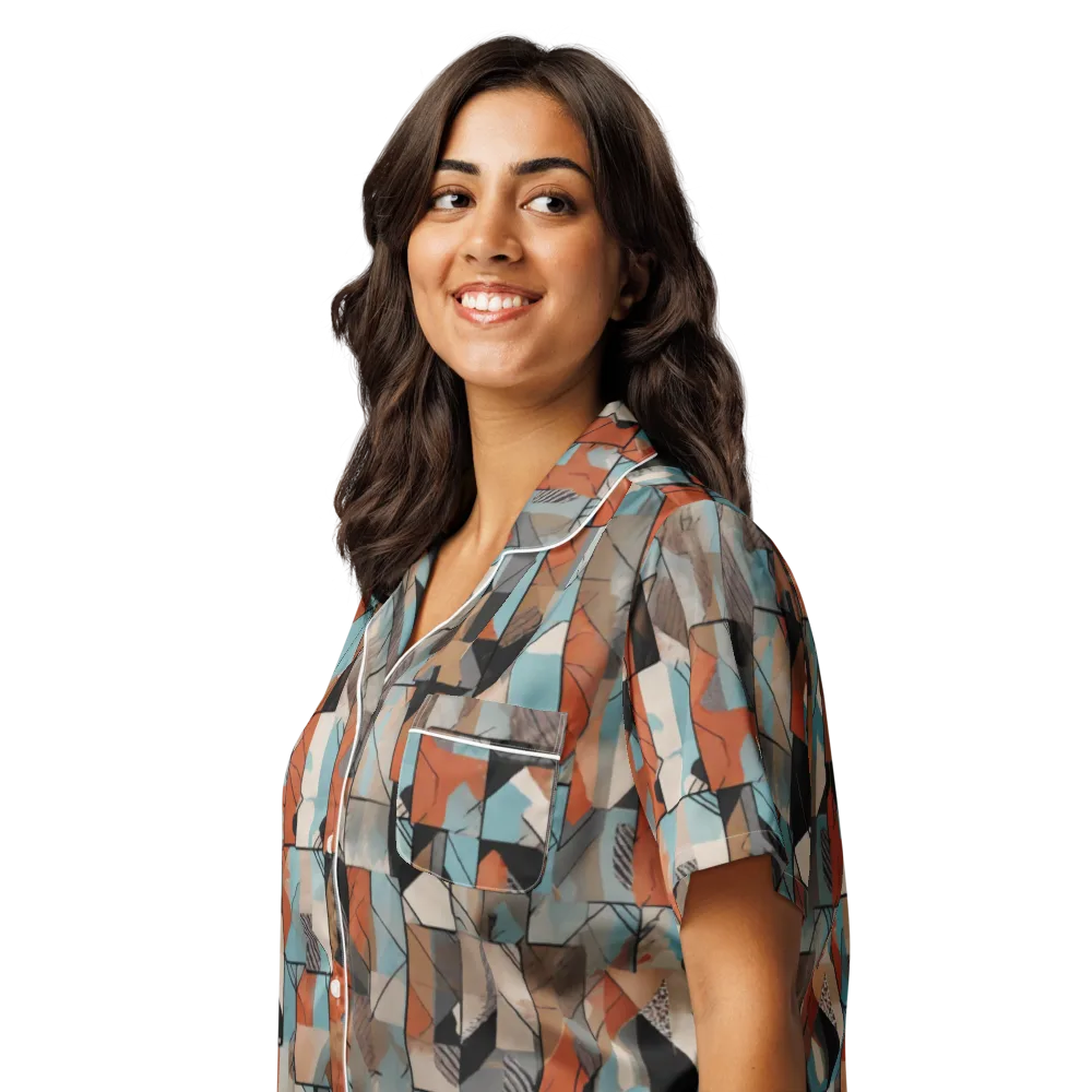 Copper Geometry on Women's Short Sleeve Pajama Top — Left Front