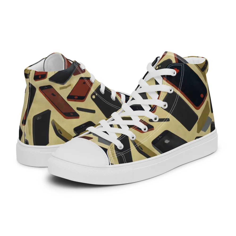 Analog Circuit on Men's High Top Canvas Shoes — Left