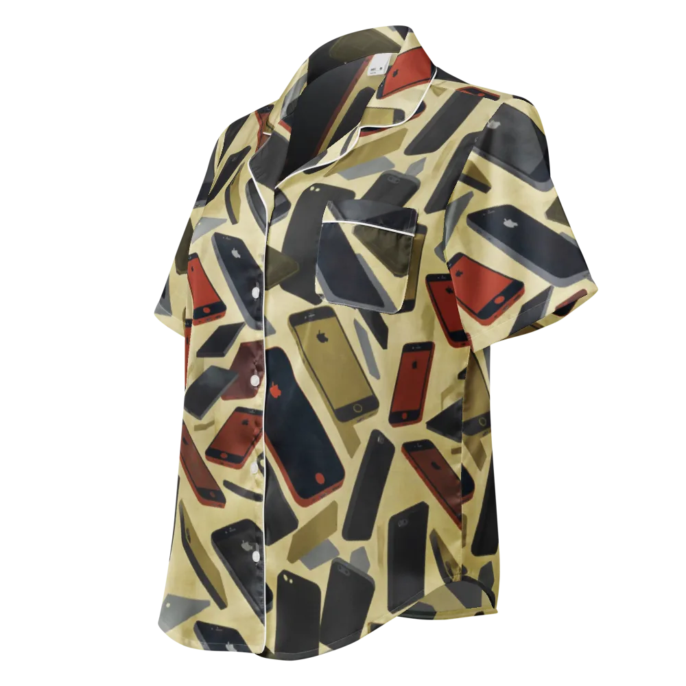 Analog Circuit on Women's Short Sleeve Pajama Top — Left Front
