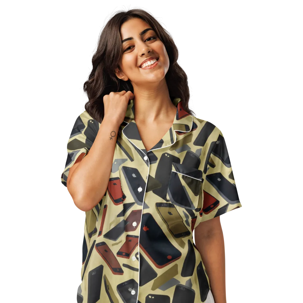 Analog Circuit on Women's Short Sleeve Pajama Top — Front