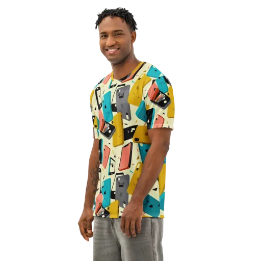 Signal Shuffle on a Men's Cotton Crew Neck T-Shirt
