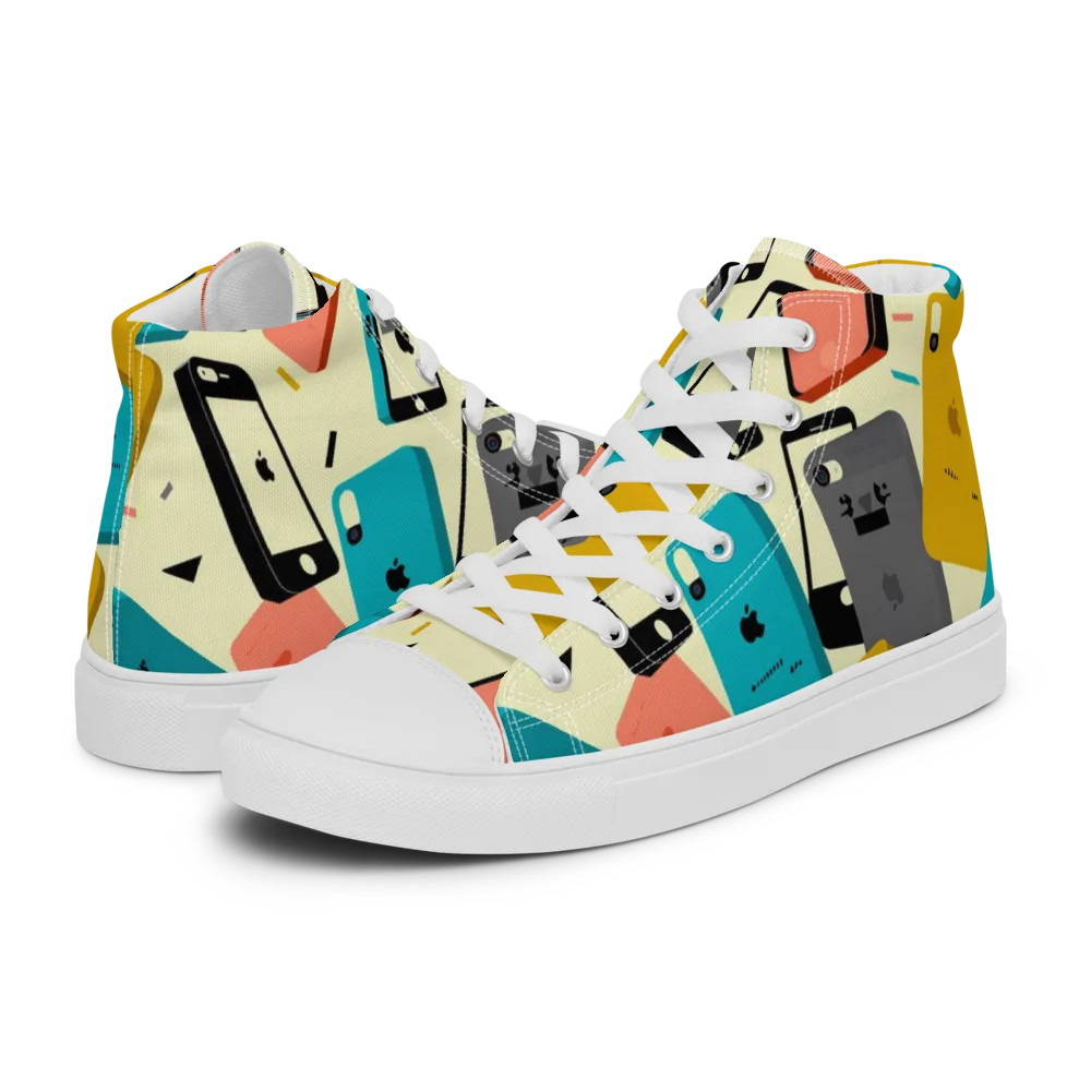Signal Shuffle on Men's High Top Canvas Shoes — Left