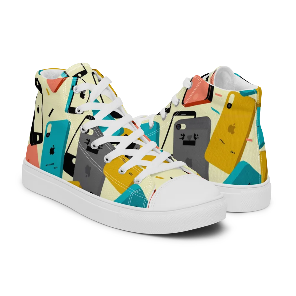 Signal Shuffle on Men's High Top Canvas Shoes — Right