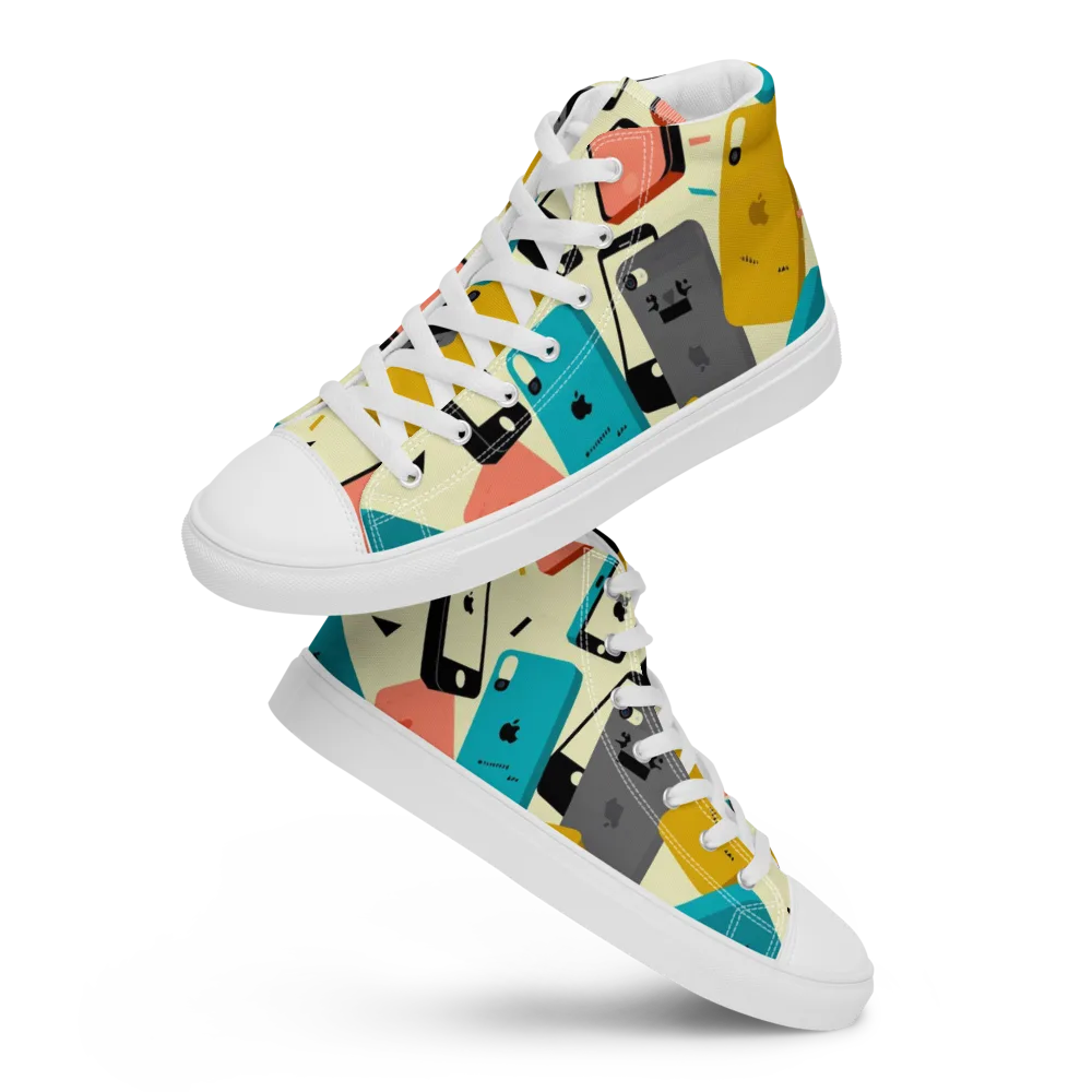 Signal Shuffle on Men's High Top Canvas Shoes — Front