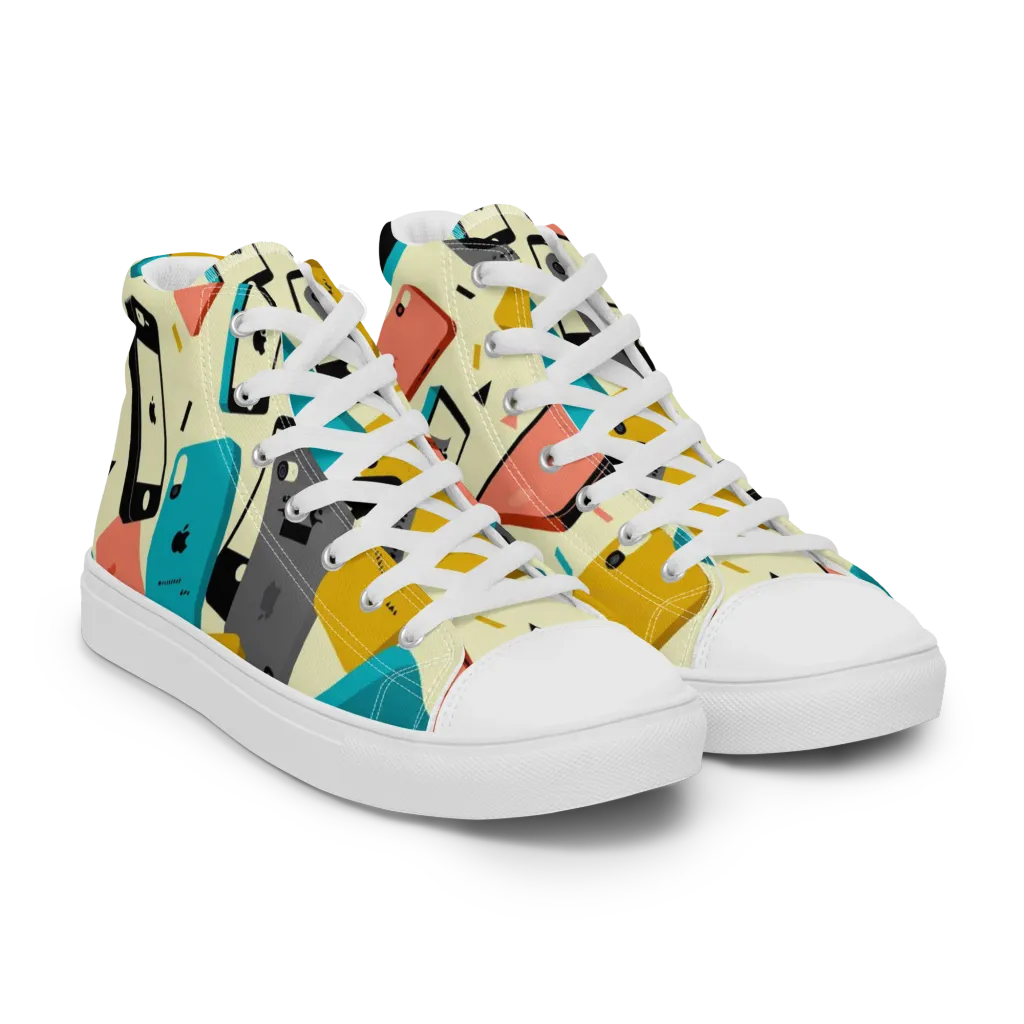 Signal Shuffle on Women's High Top Canvas Shoes — Right Front