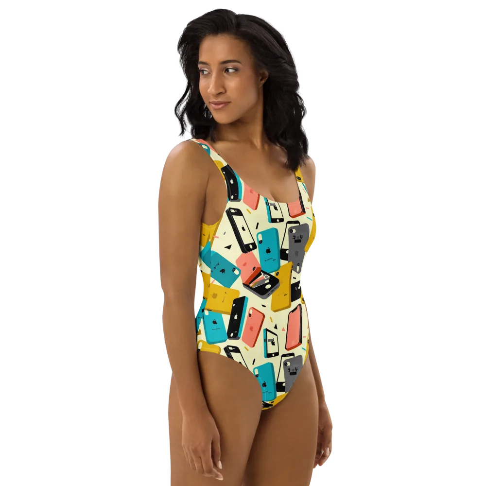 Signal Shuffle on One-Piece Swimsuit — Right