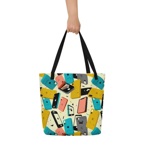 Signal Shuffle on a Large Tote Bag W/ Pocket