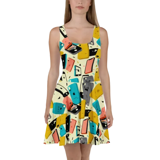Signal Shuffle on a Skater Dress