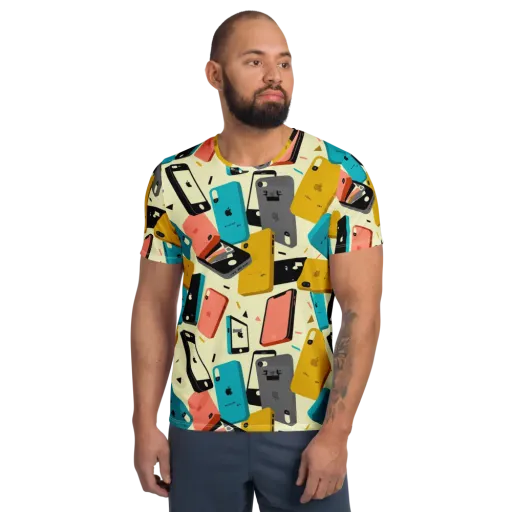 Signal Shuffle on a Men's Athletic T-Shirt