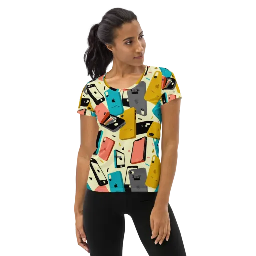 Signal Shuffle on a Women's Athletic T-Shirt