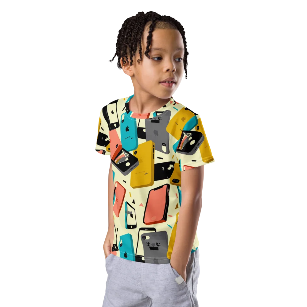 Signal Shuffle on Kids Crew Neck T-Shirt — Left Front