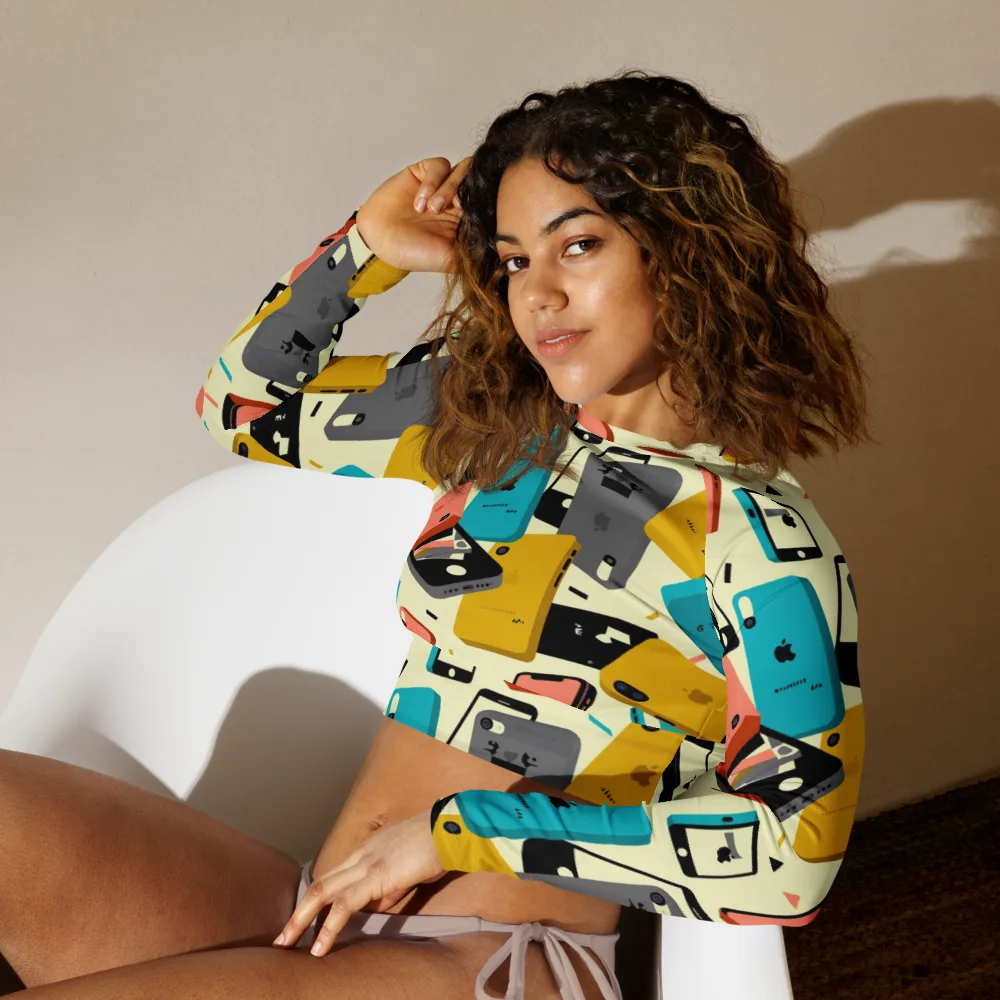 Signal Shuffle on Long Sleeve Crop Top — Left Front