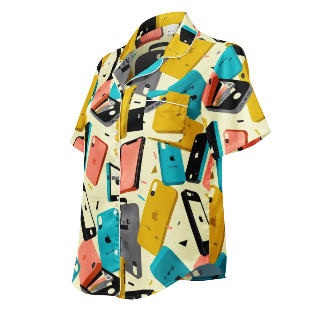 Signal Shuffle on Women's Short Sleeve Pajama Top — Left Front