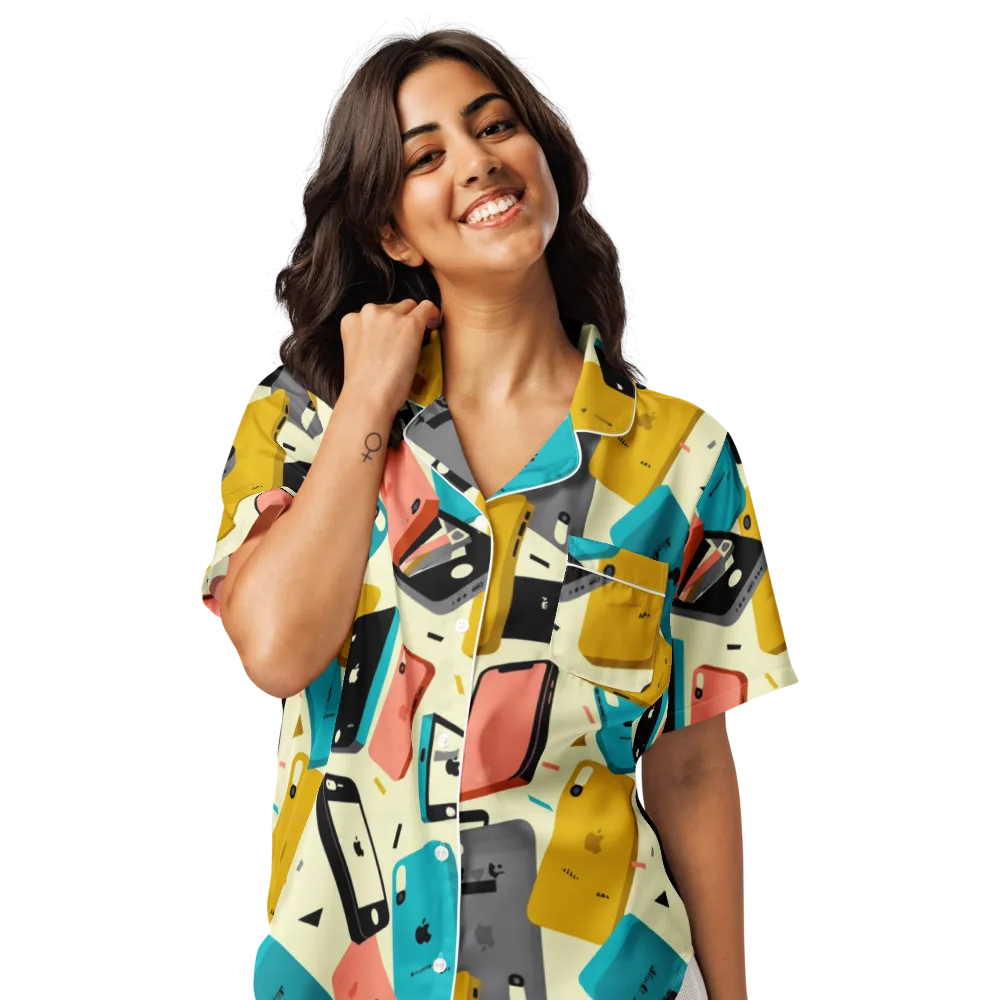 Signal Shuffle on Women's Short Sleeve Pajama Top — Front