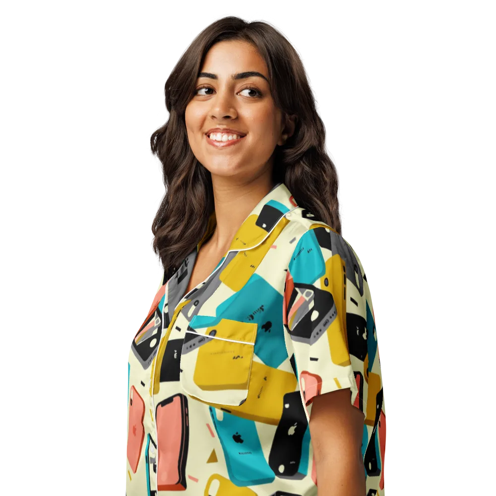Signal Shuffle on Women's Short Sleeve Pajama Top — Left Front