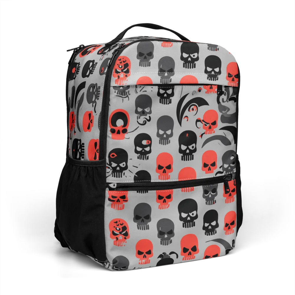Crimson Skullcap on Utility Backpack — Right Front