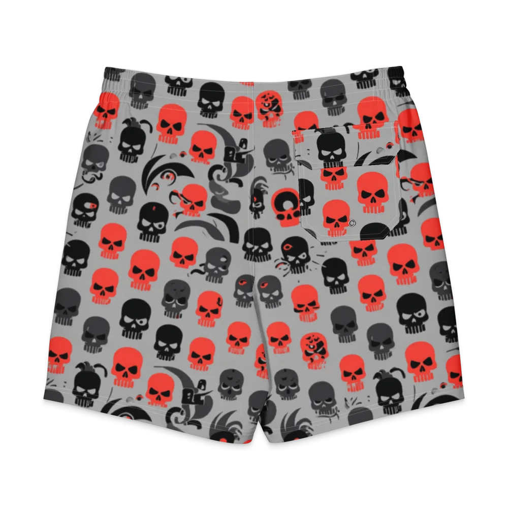 Crimson Skullcap on Men's Board Shorts — Back