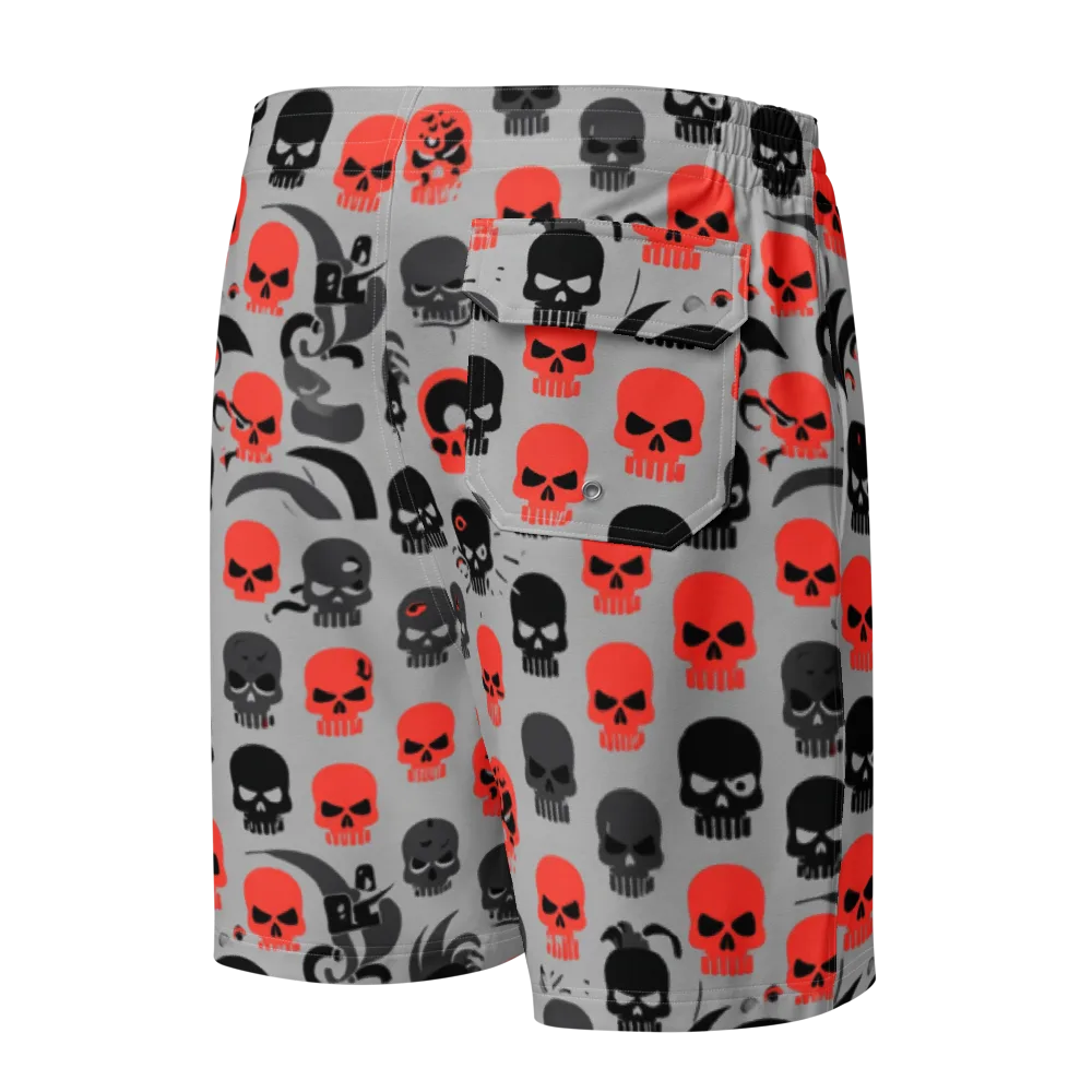 Crimson Skullcap on Men's Board Shorts — Back