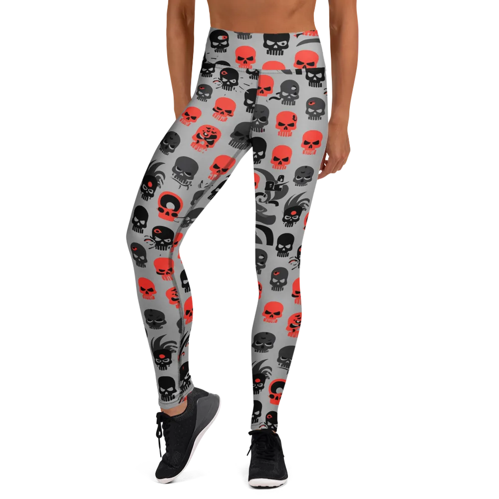 Crimson Skullcap on Yoga Leggings — Front