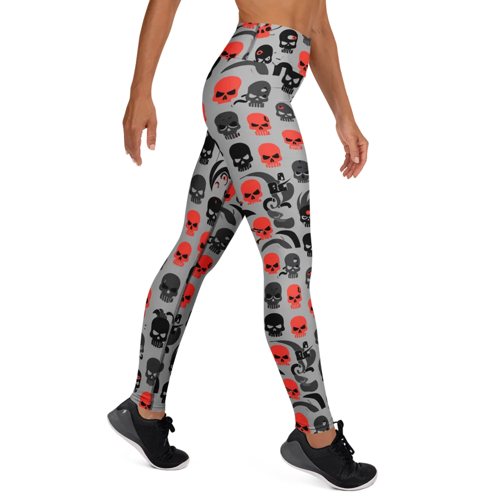 Crimson Skullcap on Yoga Leggings — Right