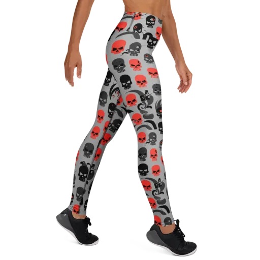 Crimson Skullcap on a Yoga Leggings