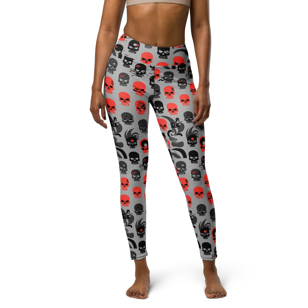 Crimson Skullcap on Yoga Leggings — Front