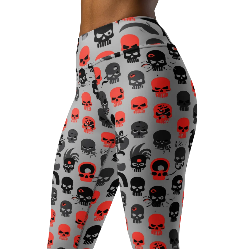 Crimson Skullcap on Yoga Leggings — Left Front