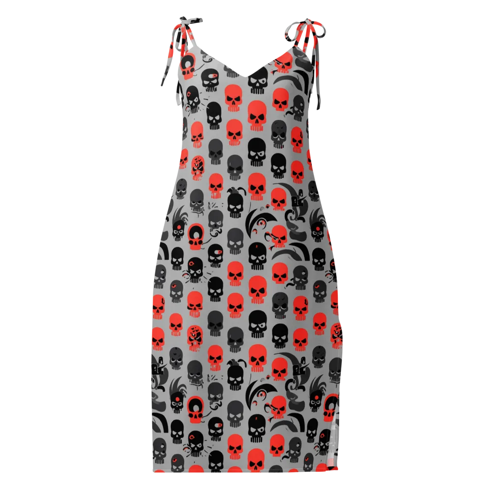Crimson Skullcap on Slip Dress — Front