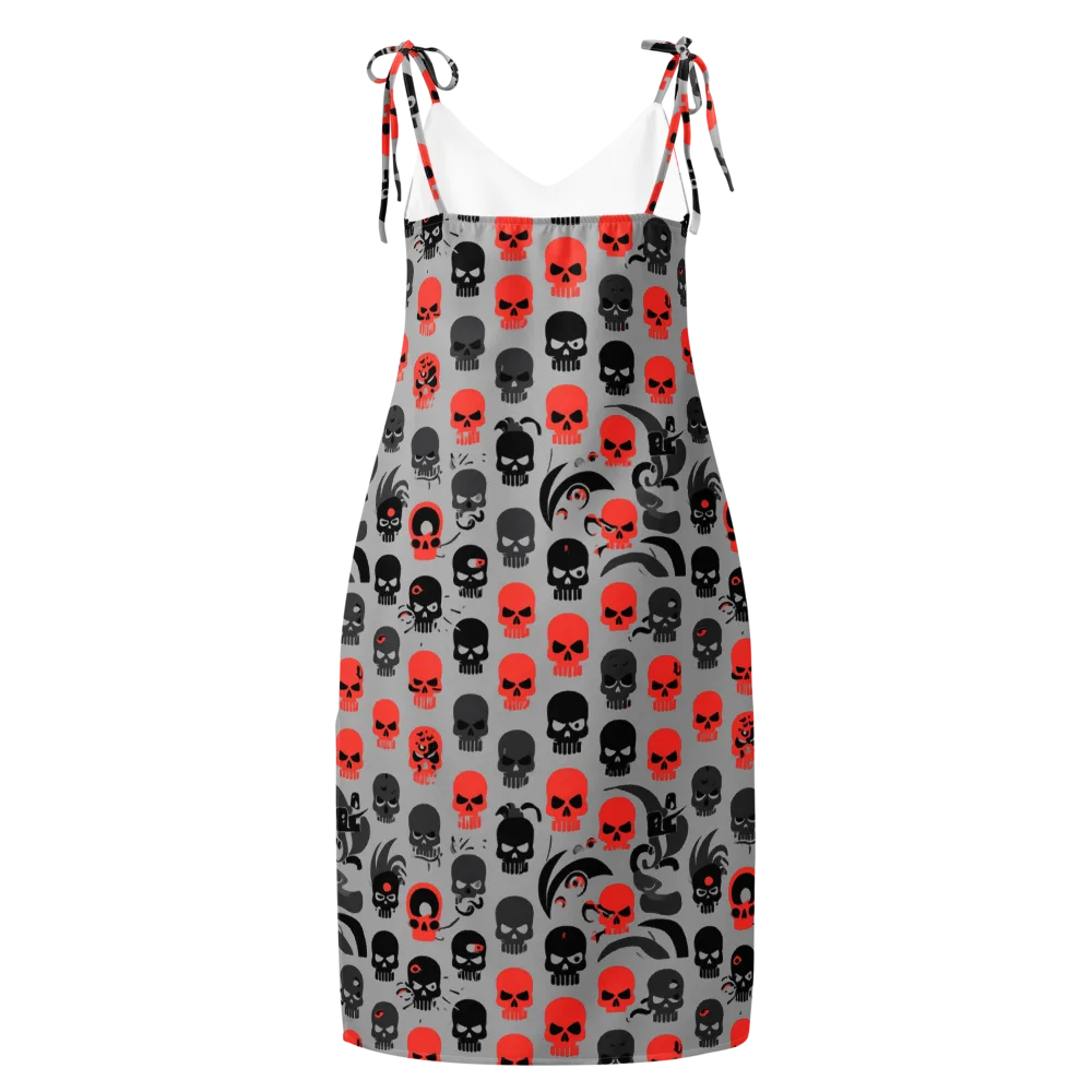 Crimson Skullcap on Slip Dress — Back