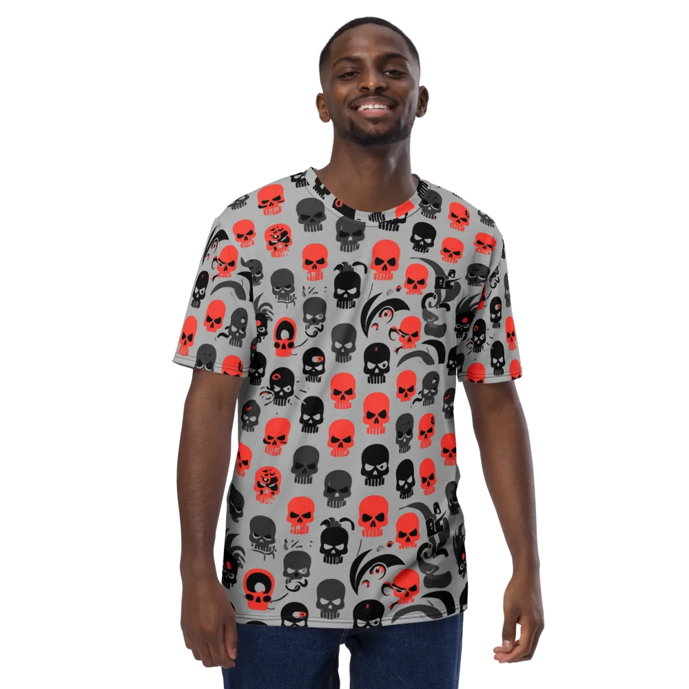 Crimson Skullcap on Men's Crew Neck T-Shirt — Front