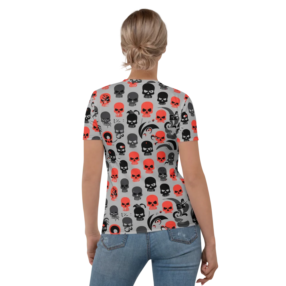 Crimson Skullcap on Women's Crew Neck T-Shirt — Back