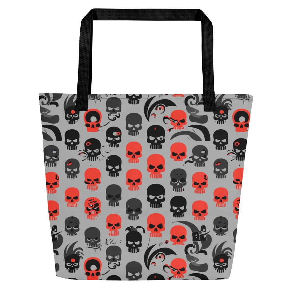 Crimson Skullcap on Large Tote Bag W/ Pocket — Front