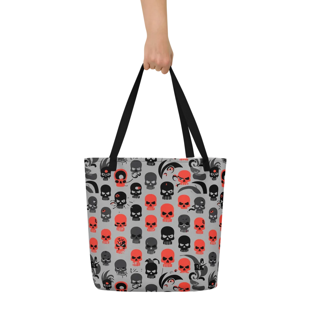 Crimson Skullcap on Large Tote Bag W/ Pocket — Front