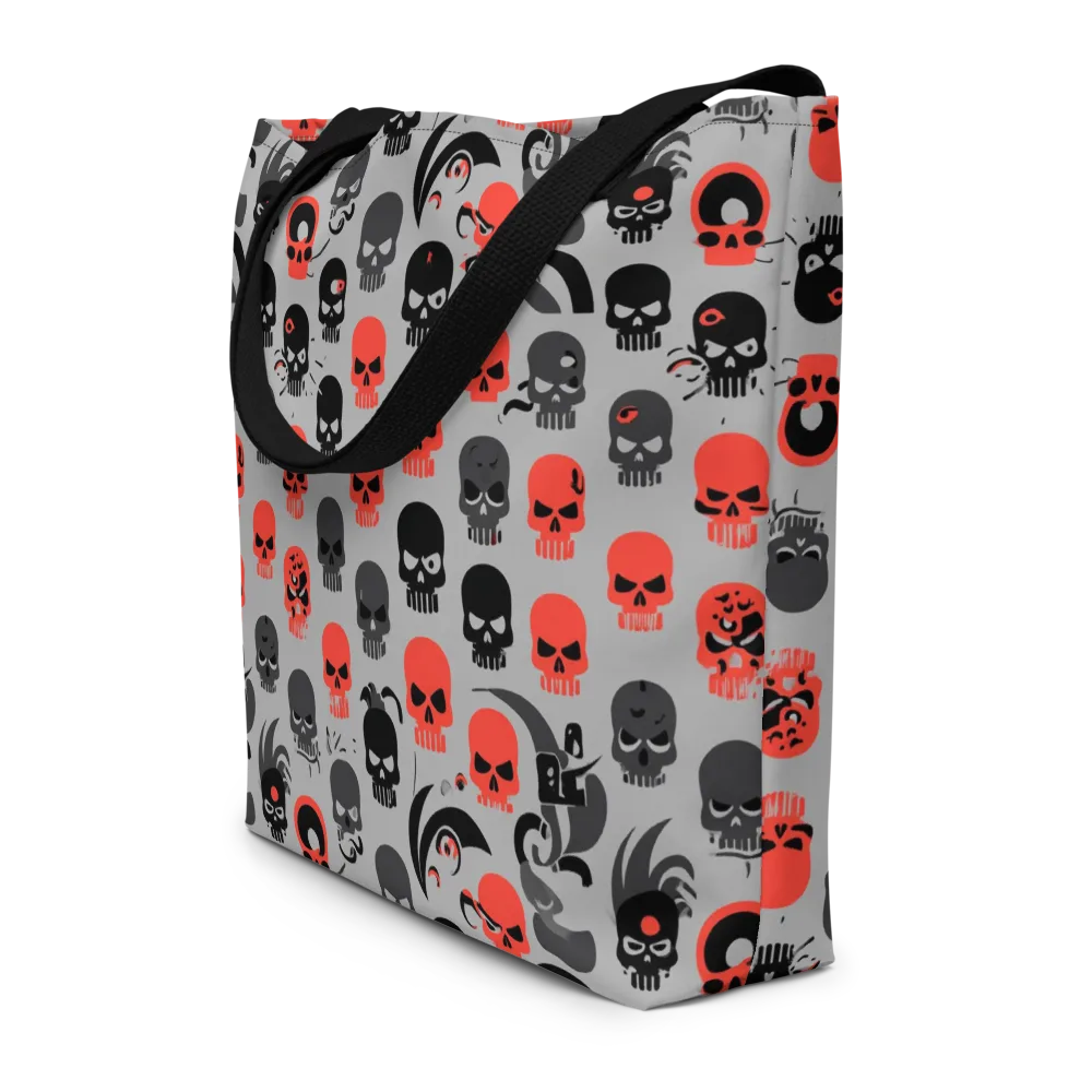 Crimson Skullcap on Large Tote Bag W/ Pocket — Front