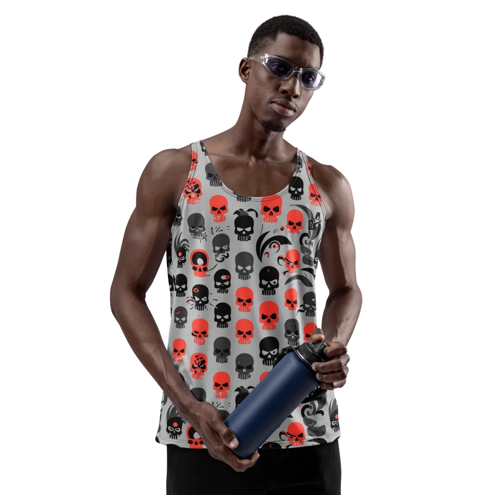 Crimson Skullcap on Men's Tank Top — Front